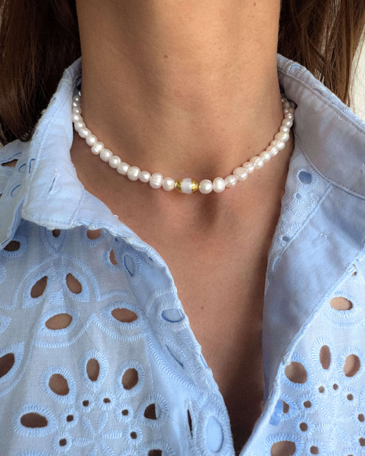 Colier la baza gâtului perle naturale Love and Stars Jewels