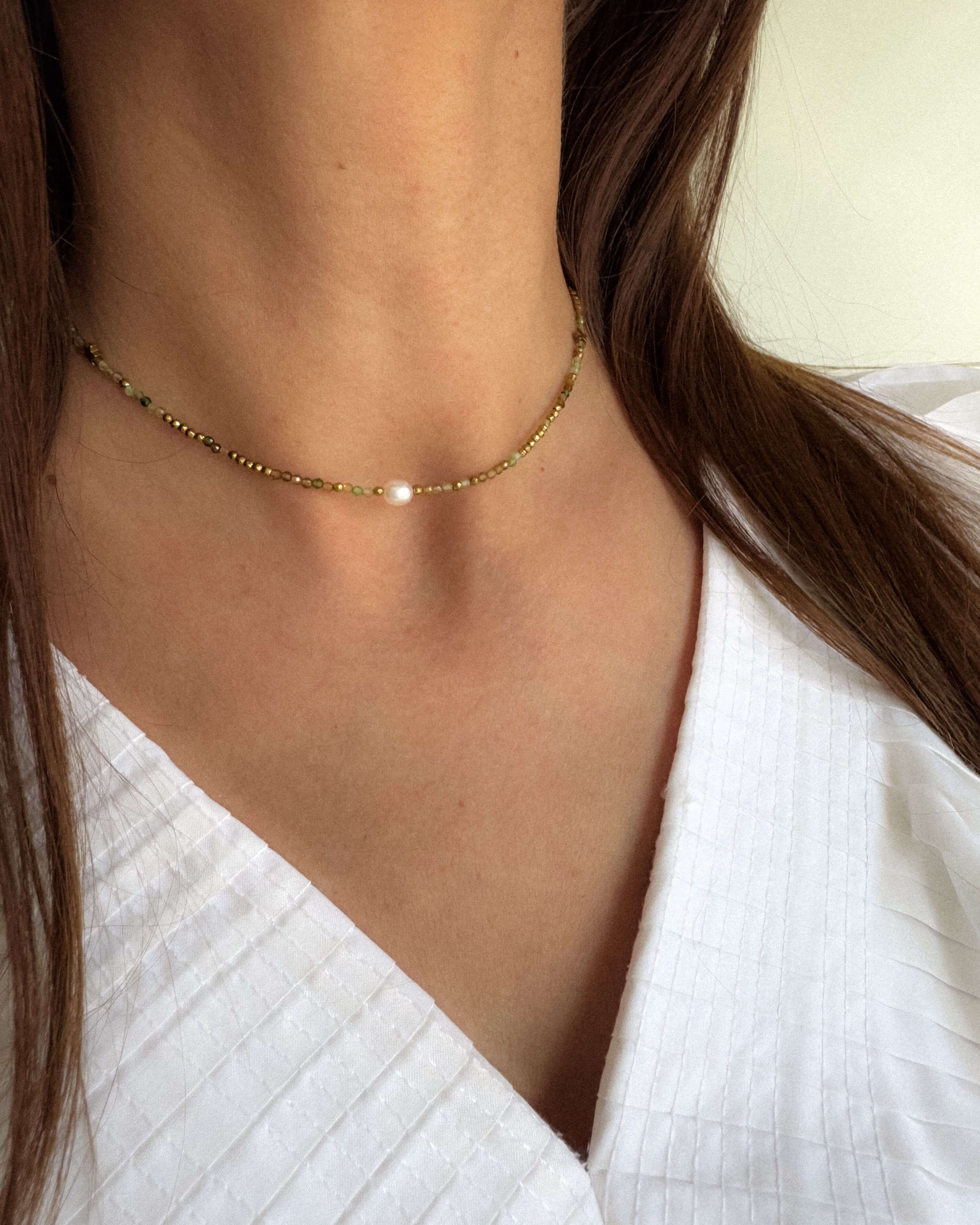 Colier turmalina verde perla naturala colier finut cadou love and stars jewels