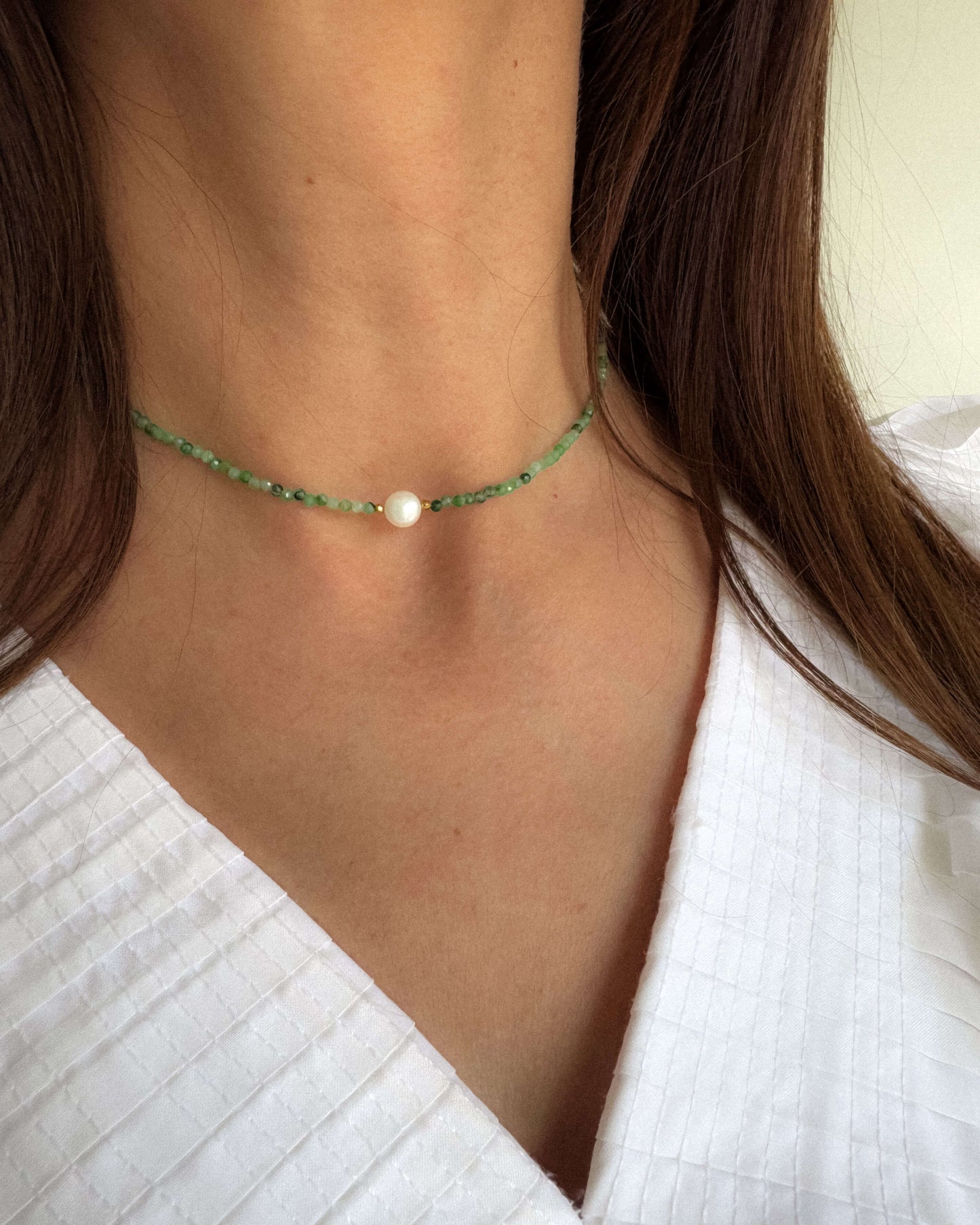 Colier smarald perla naturala colier verde love and stars jewels