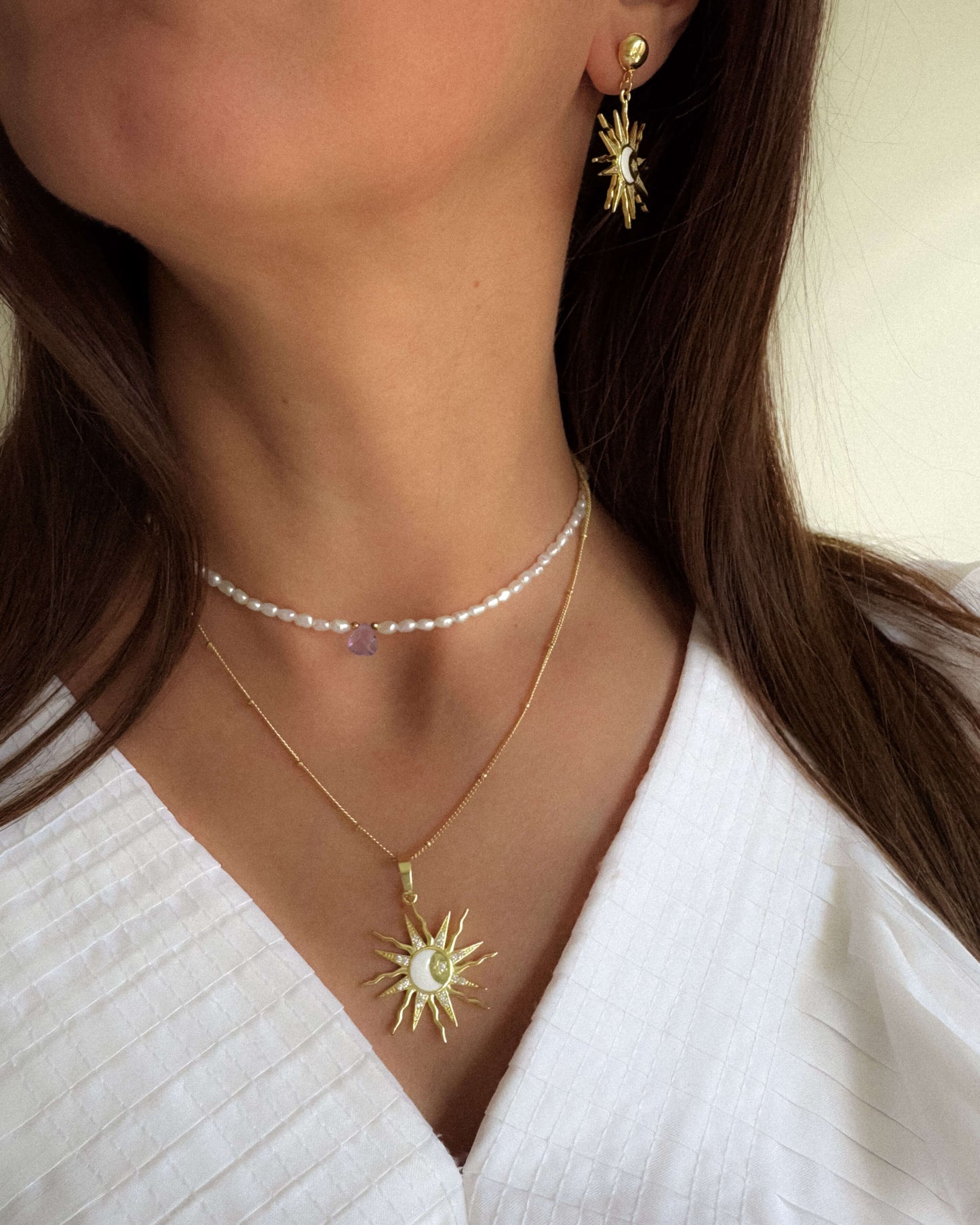 set bijuterii cercei si colier soare love and stars jewels