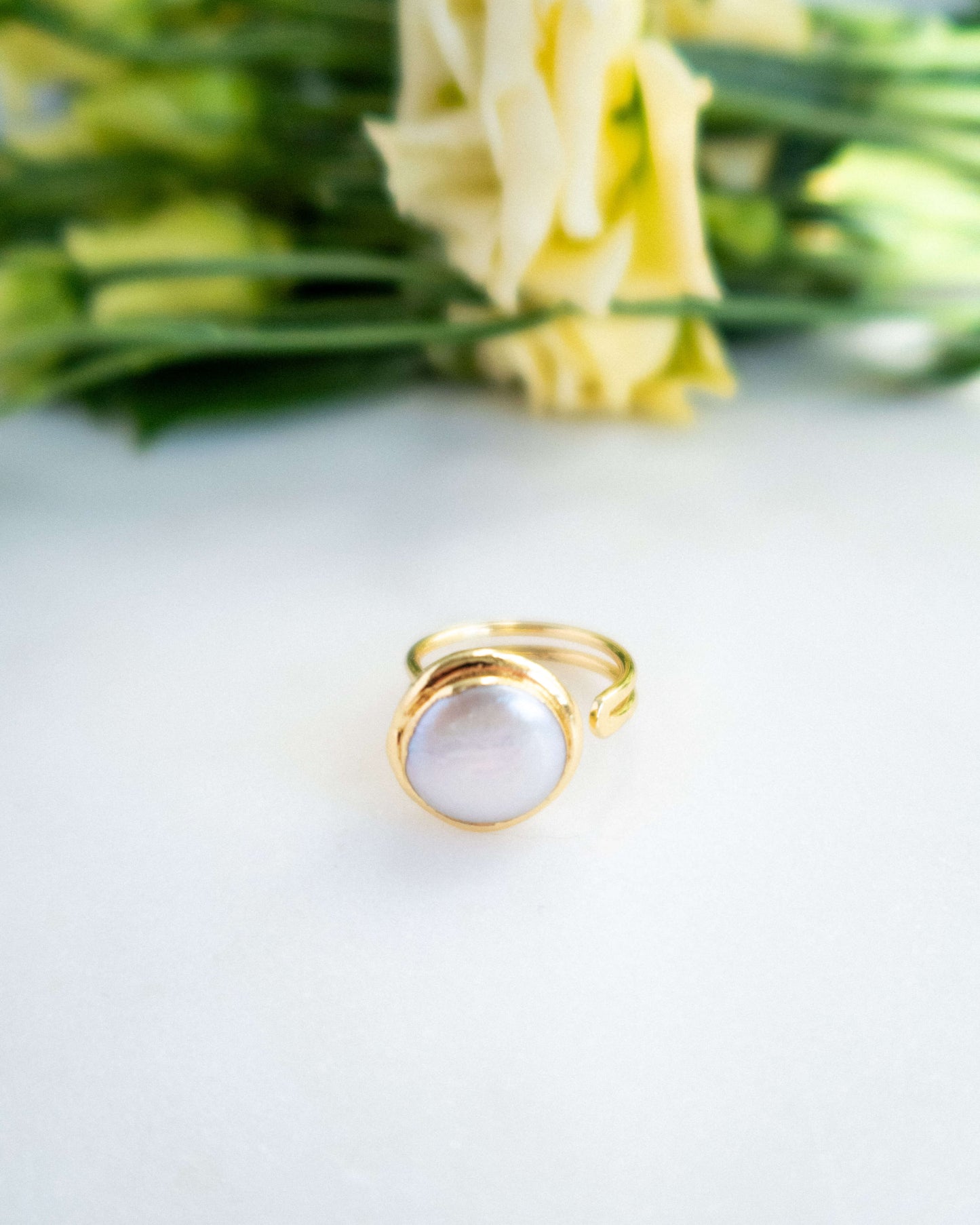 Inel reglabil perlă naturală AELIG