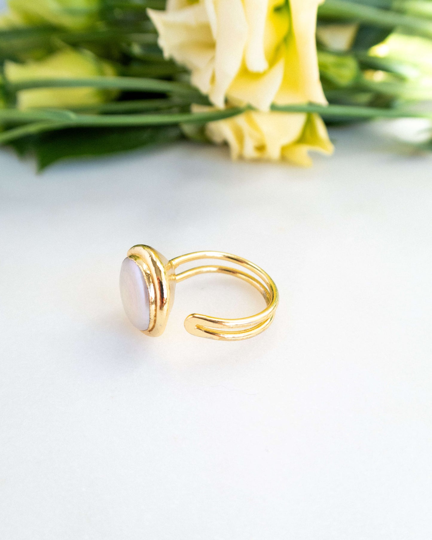 Inel reglabil perlă naturală AELIG