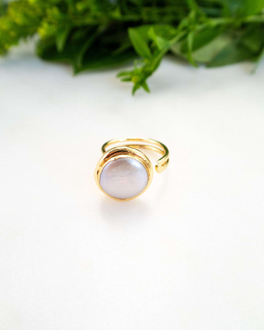 Inel reglabil perlă naturală AELIG