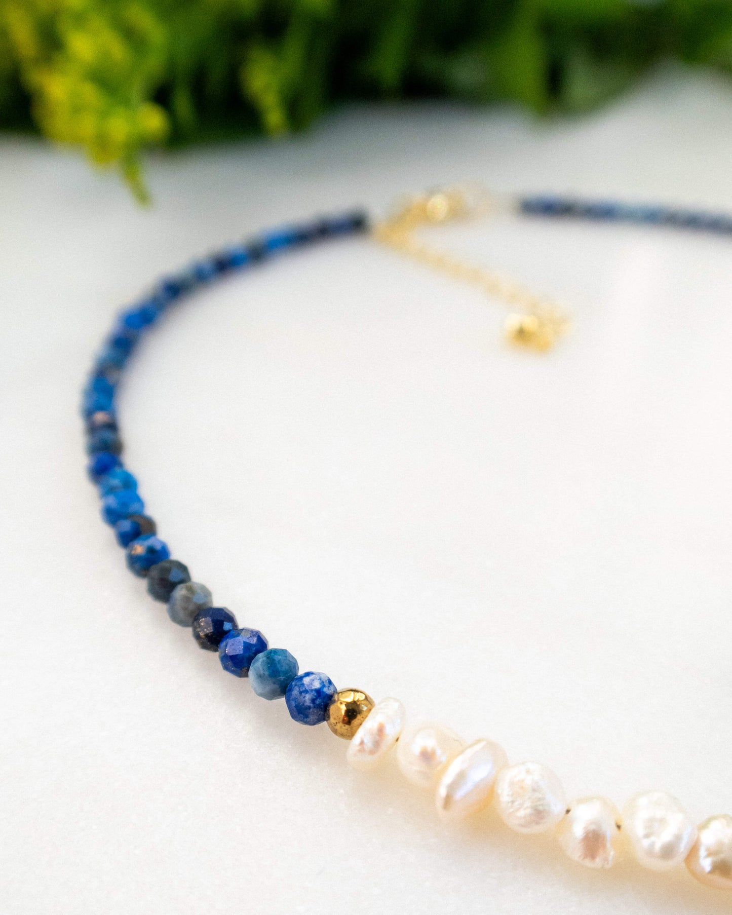 Colier lapis lazuli perle naturale GAETANA