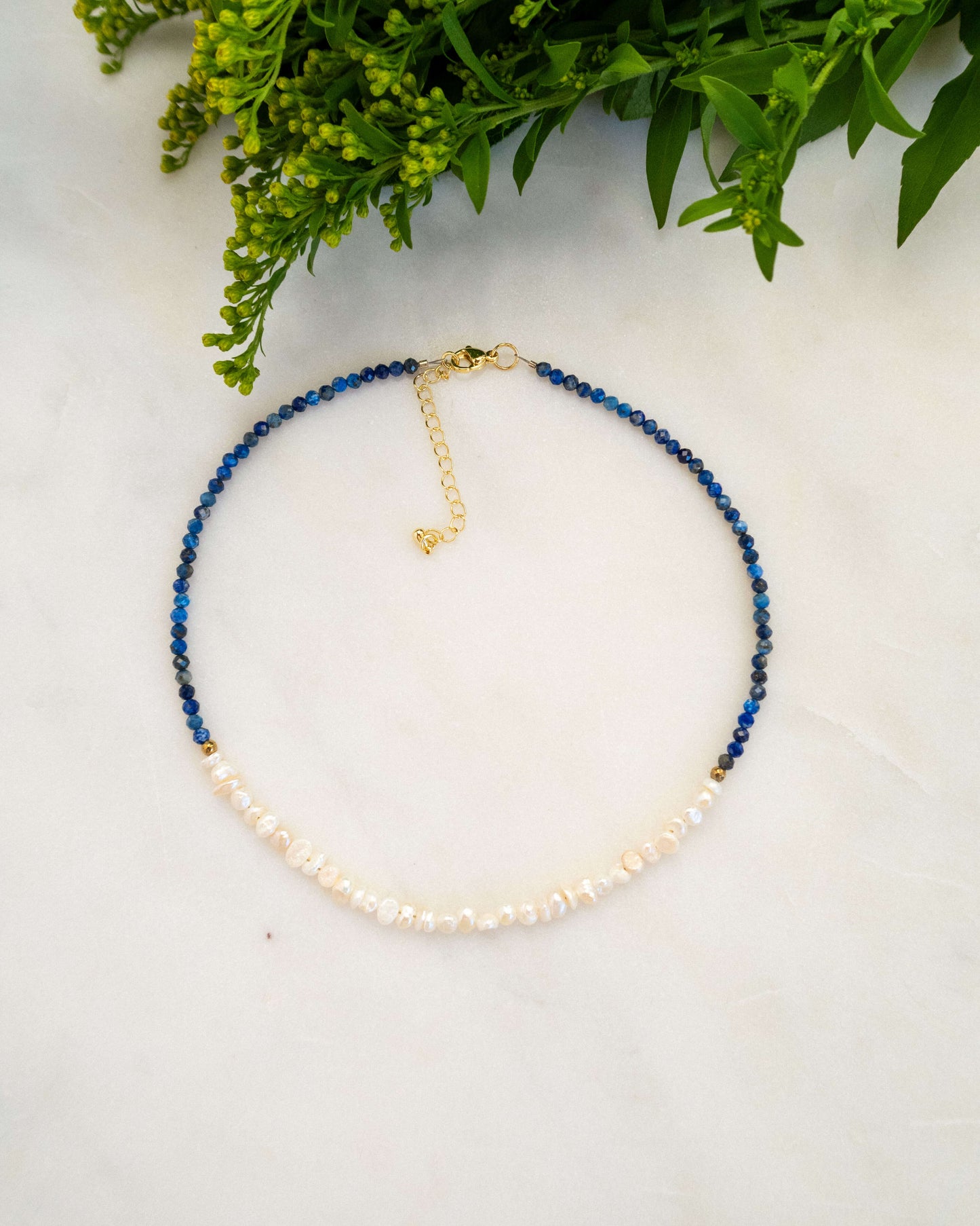 Colier lapis lazuli perle naturale GAETANA