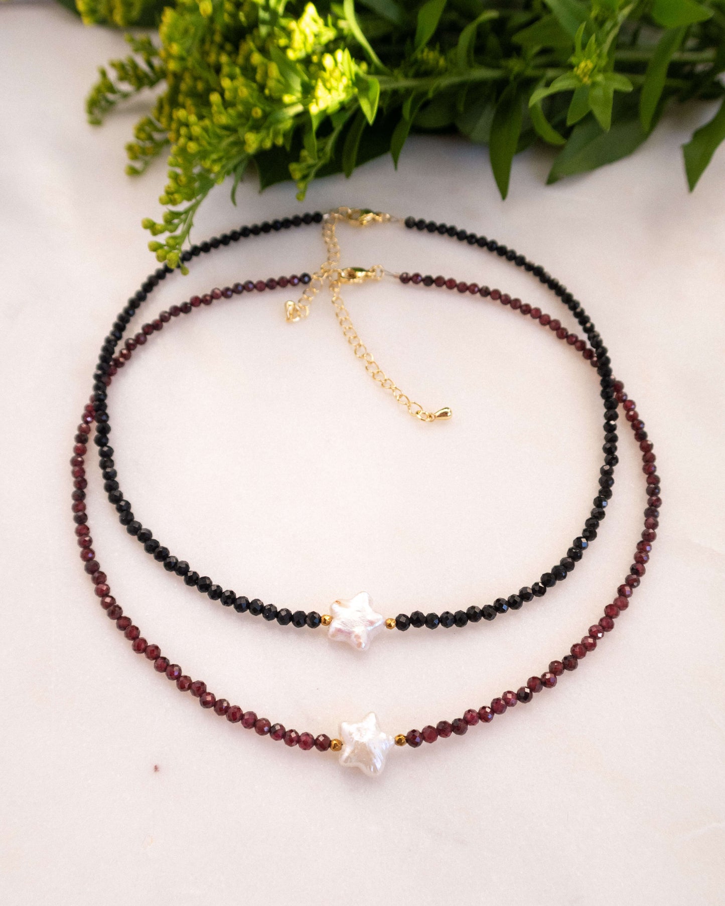 Colier stea perlă naturală granat FELICIA