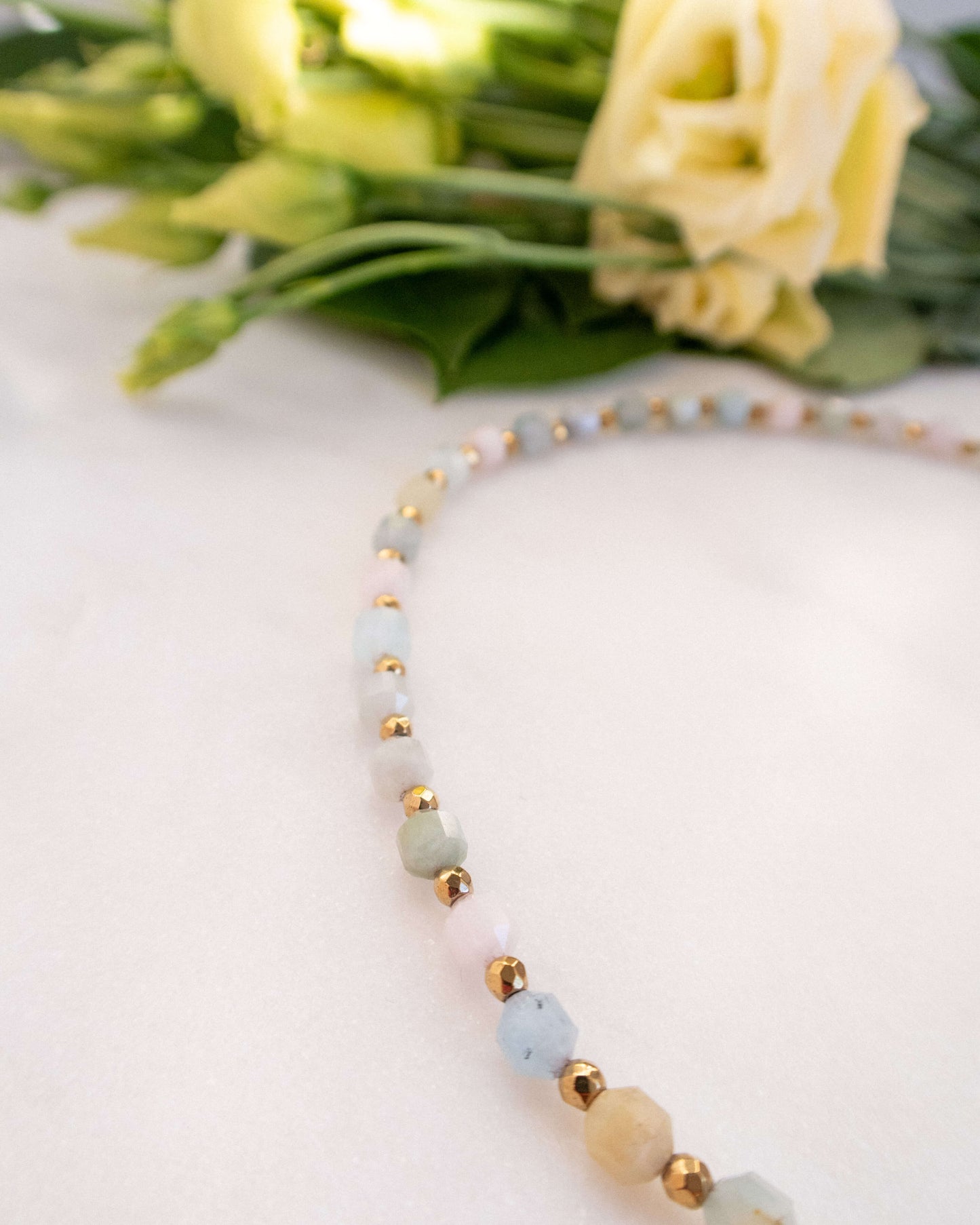 Colier morganit pandant perlă naturală baroc