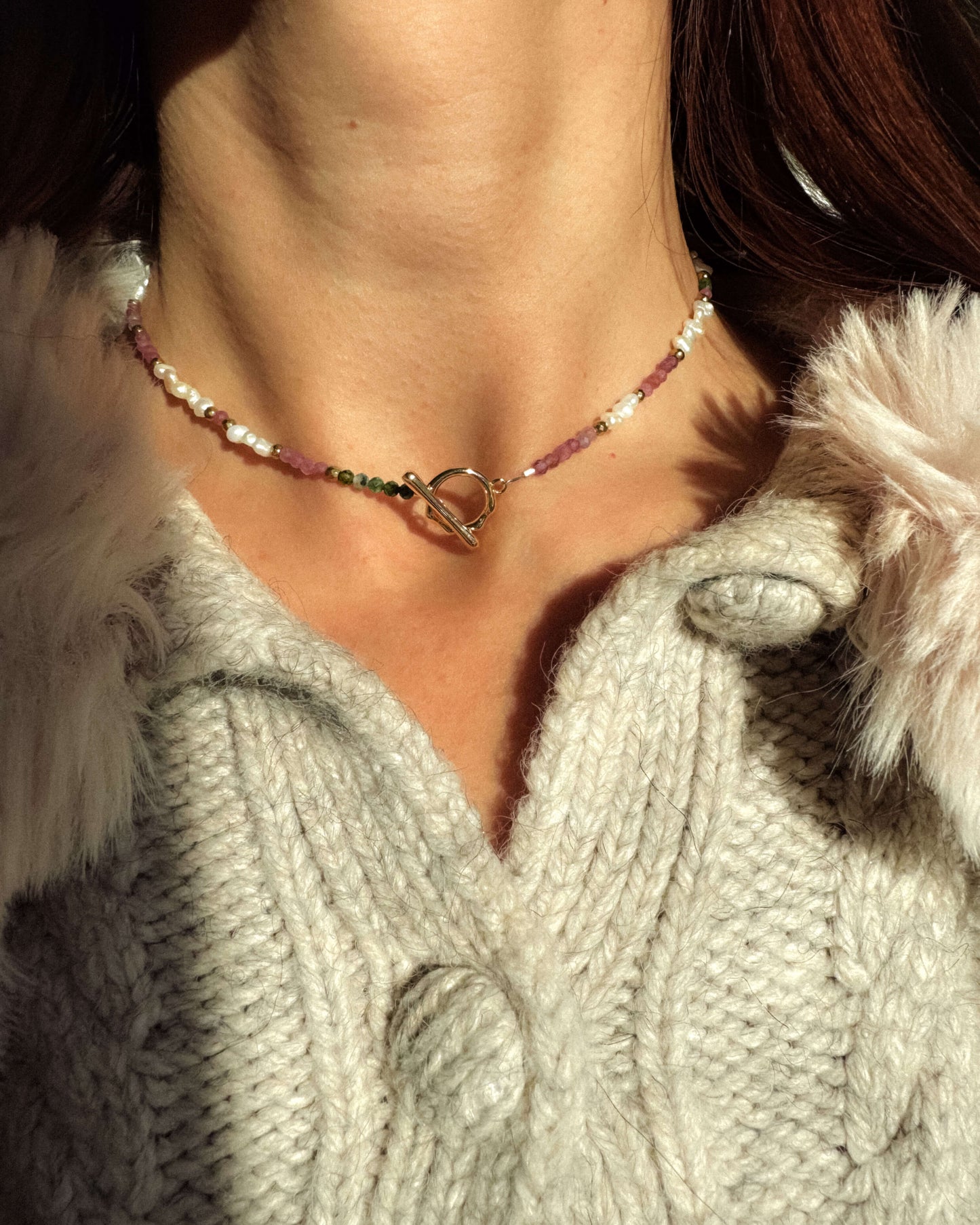 Colier turmalină perle naturale NOEMI