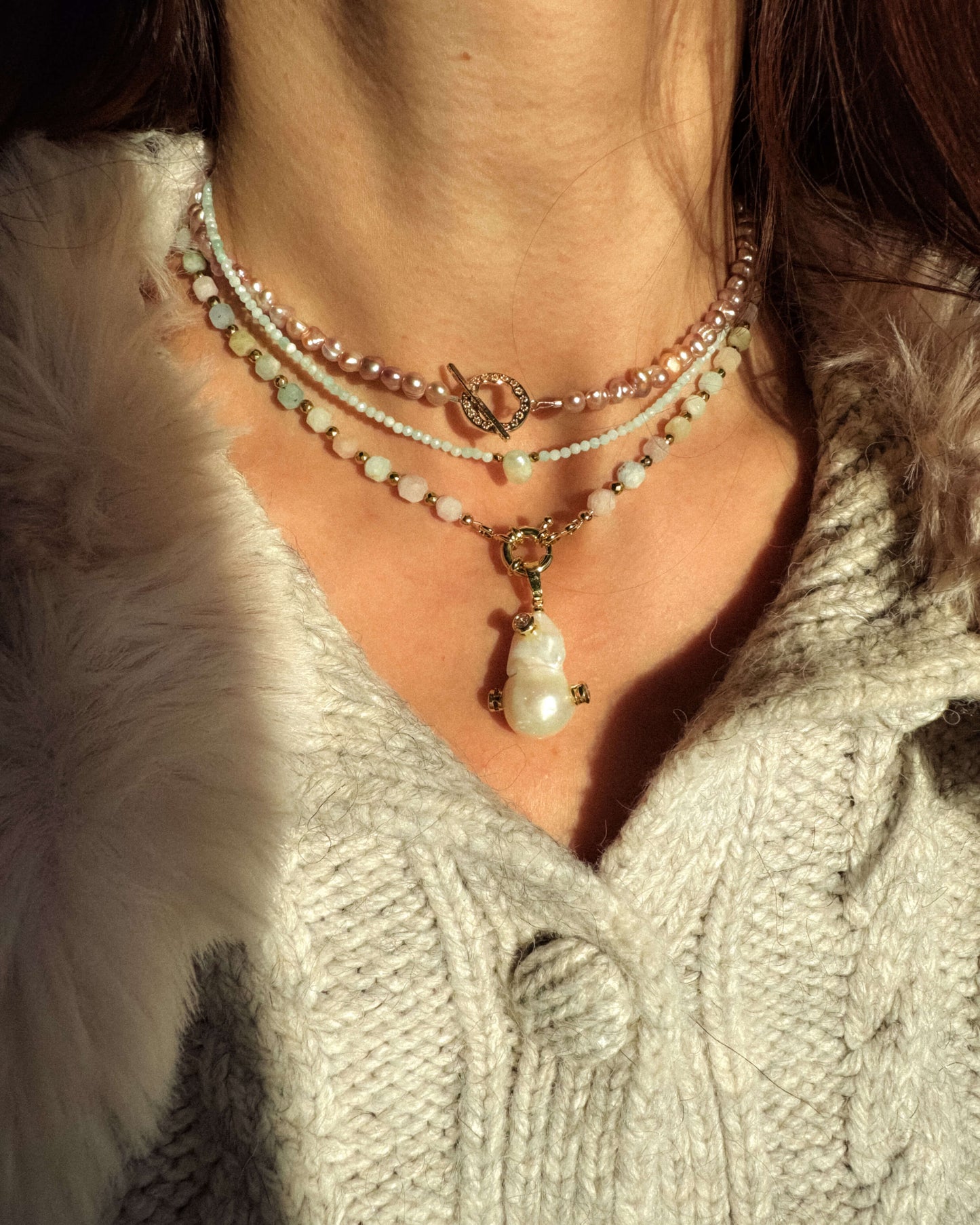 Colier perle naturale lila LILIA