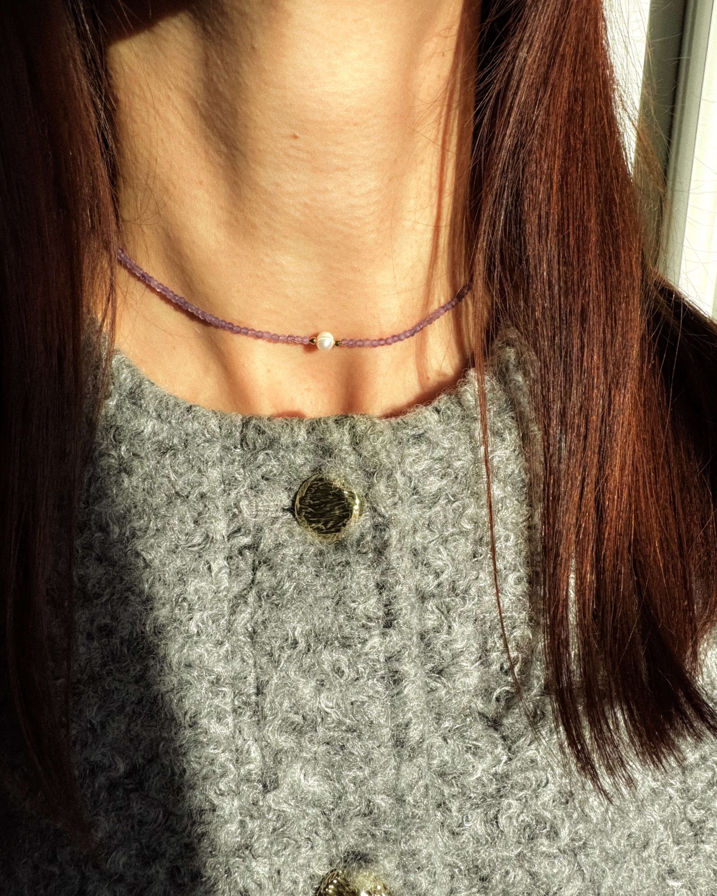 Colier din ametist perlă naturală LUCIA