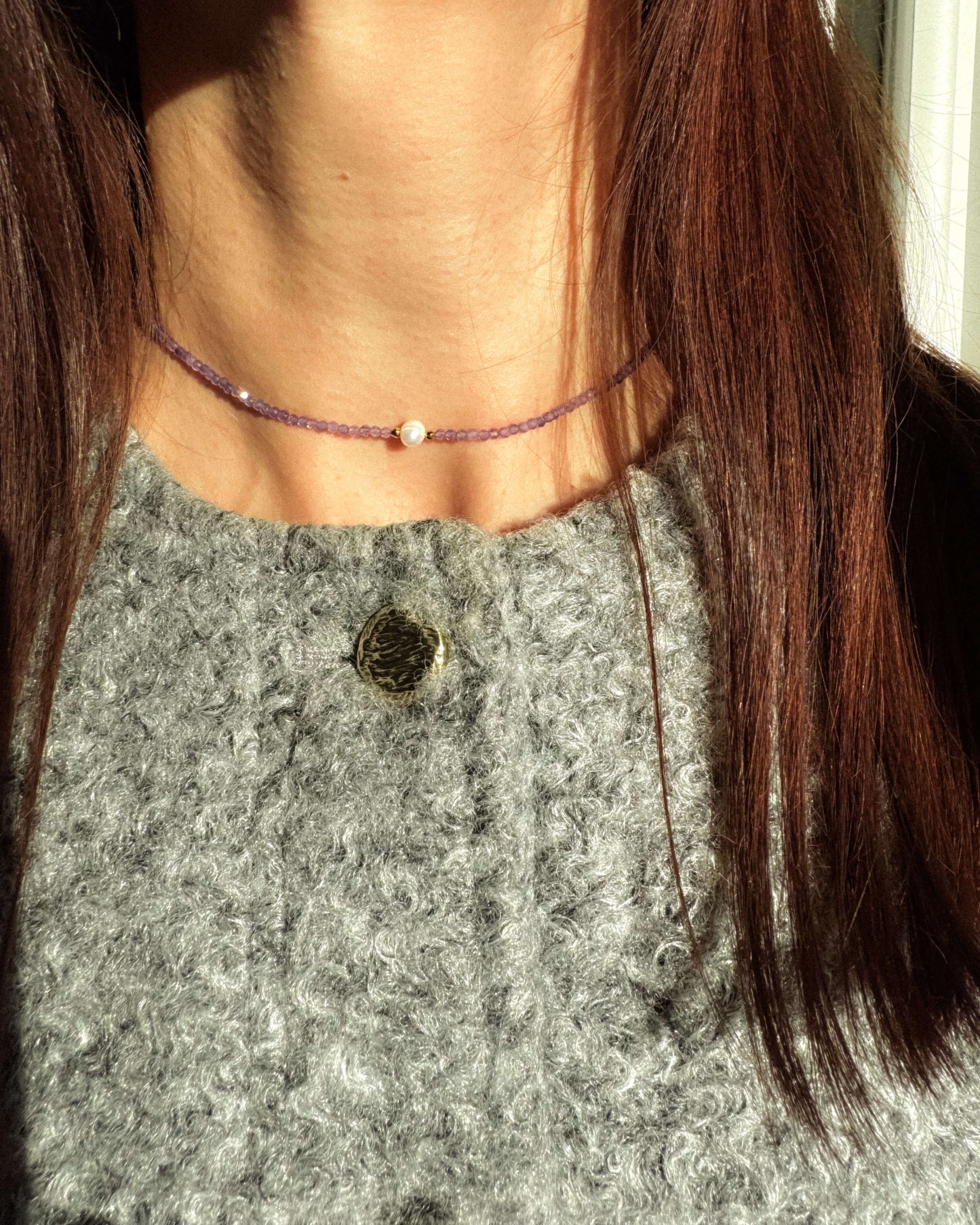 Colier din ametist perlă naturală LUCIA