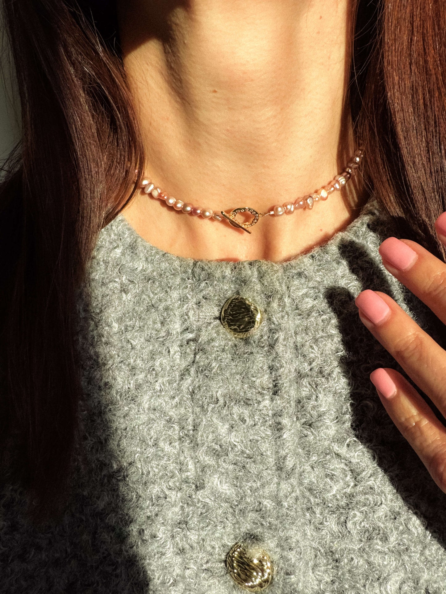 Colier perle naturale lila LILIA