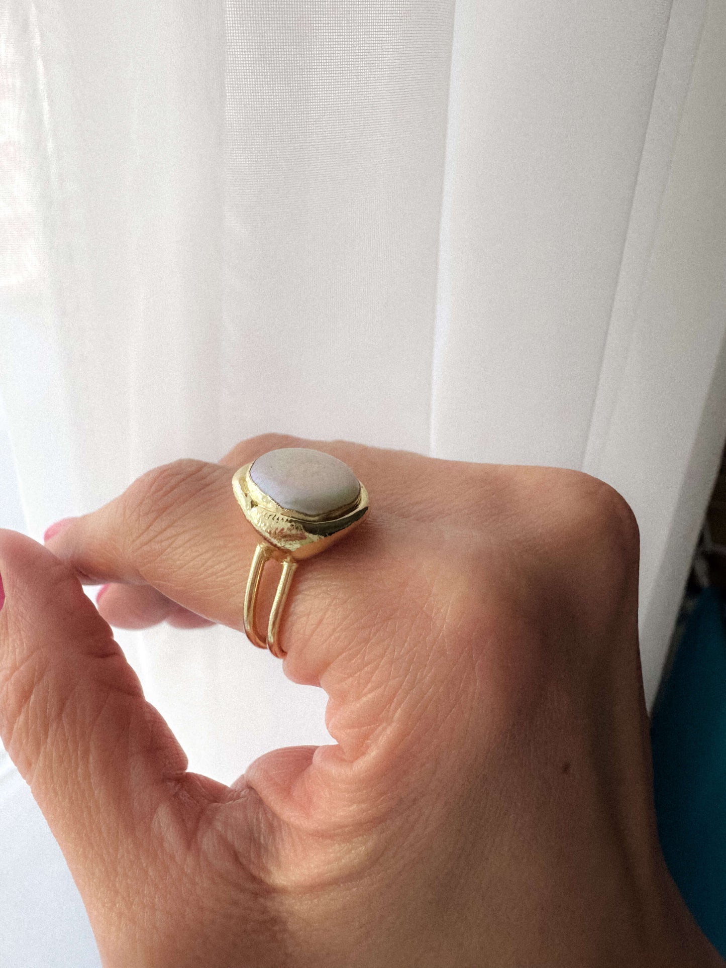 Inel reglabil perlă naturală AELIG