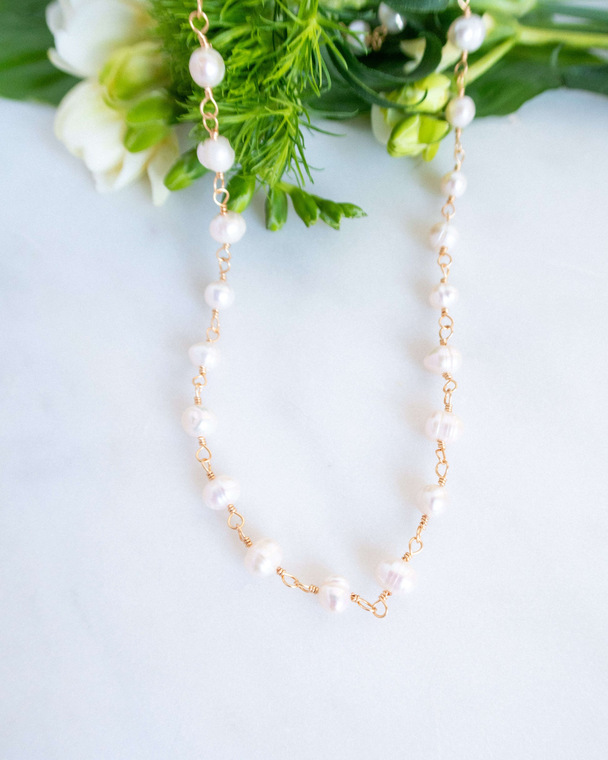 Colier lung din lanț cu perle naturale de cultură love and stars jewels