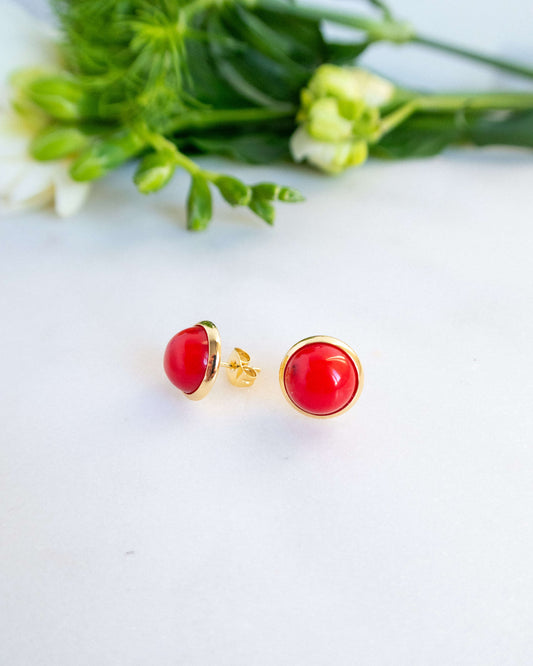 Cercei mici coral roșu INAYA