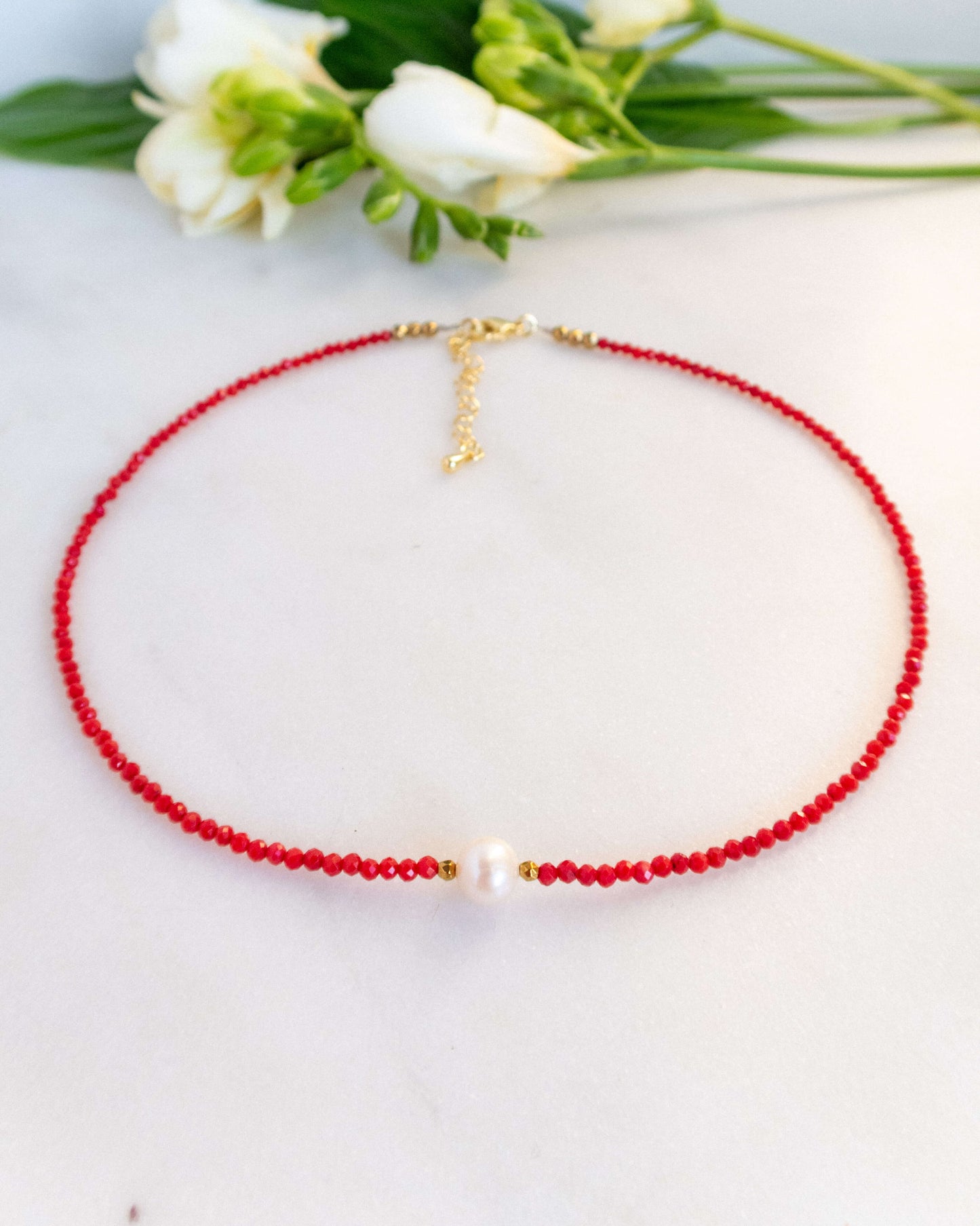 Colier coral roșu perlă naturală INAYA