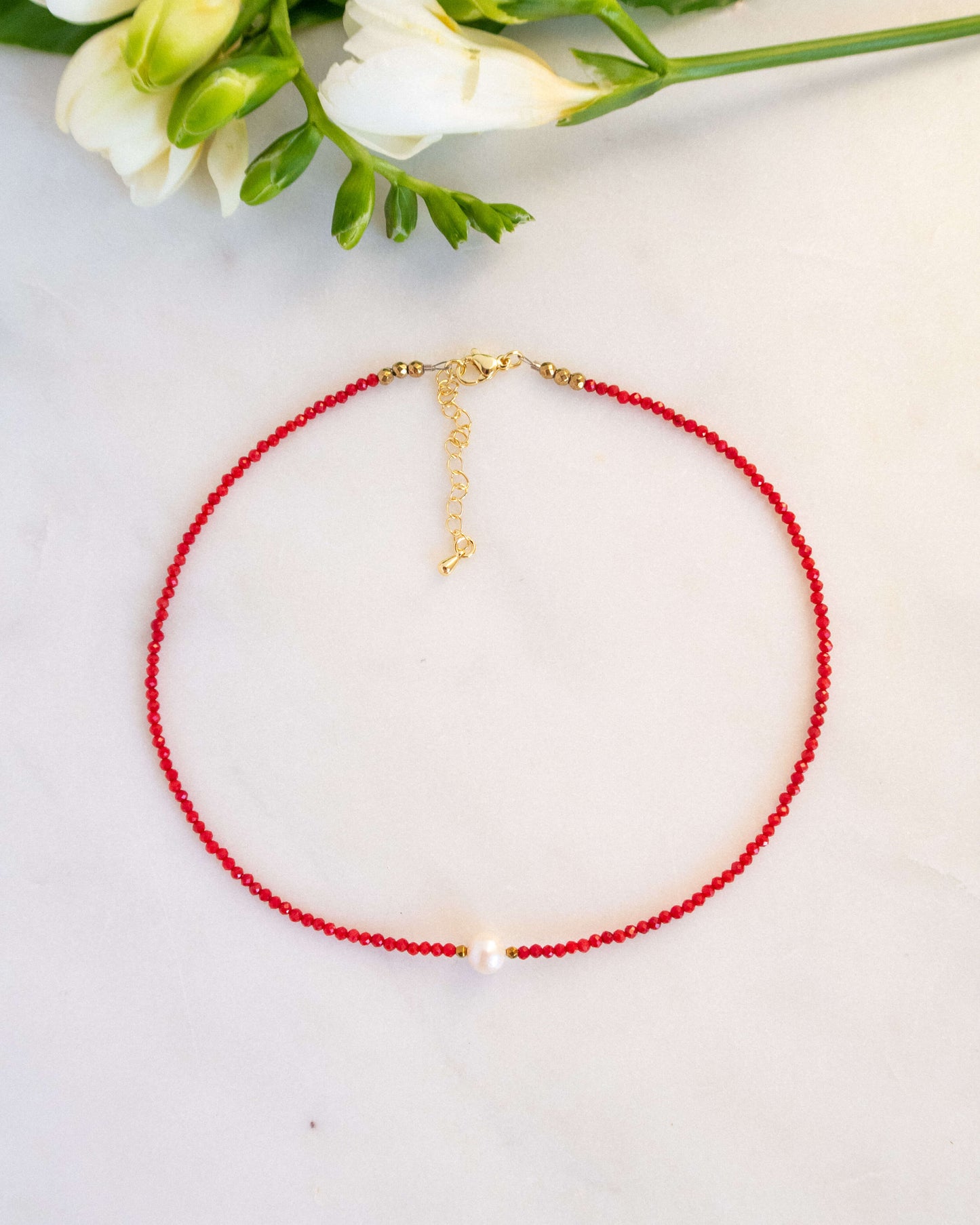 Colier coral roșu perlă naturală INAYA