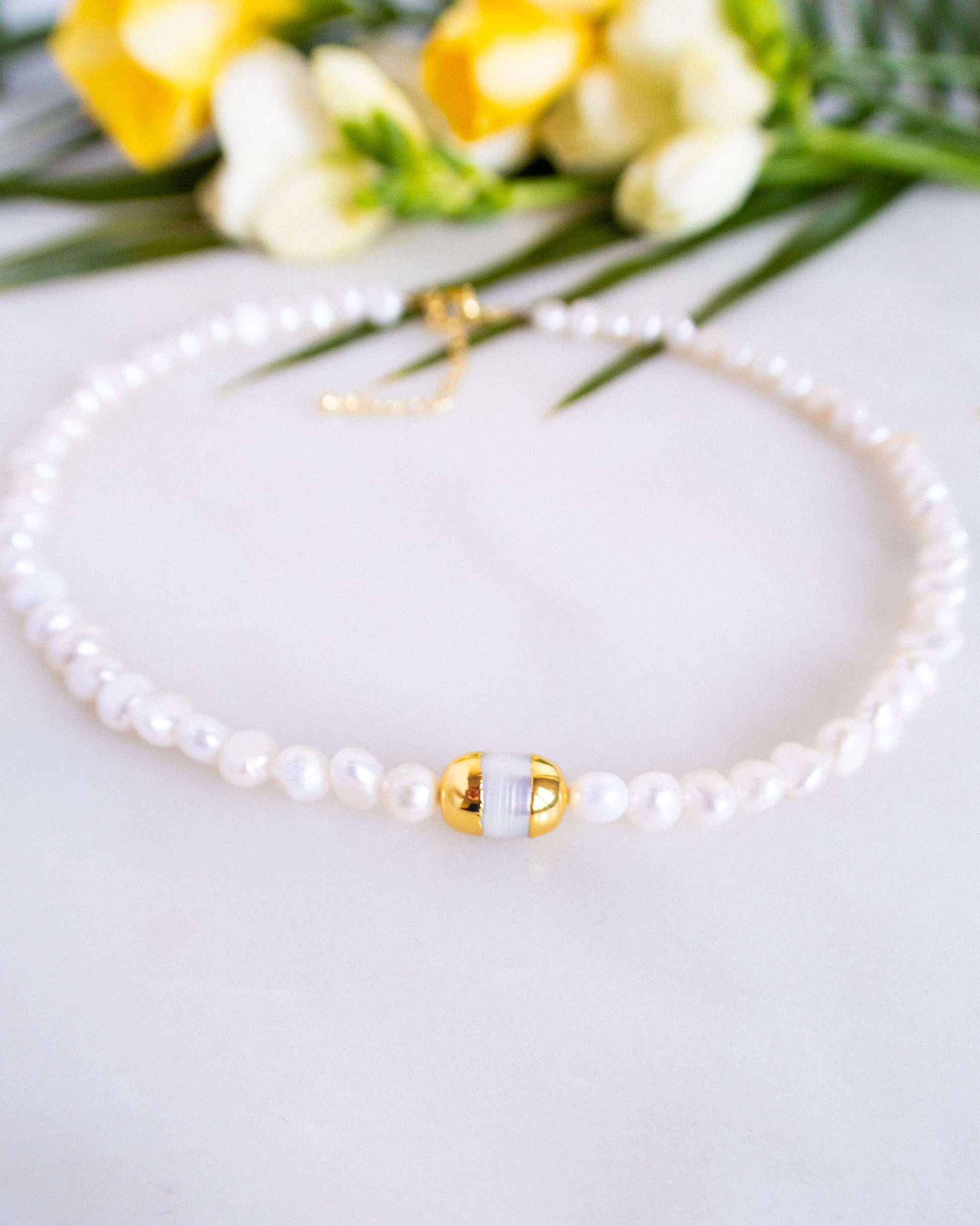 Colier la baza gâtului perle naturale Love and Stars Jewels