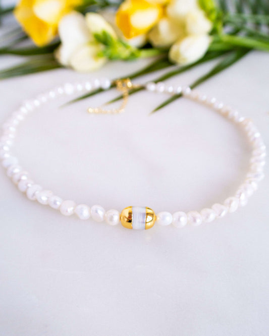 Colier la baza gâtului perle naturale Love and Stars Jewels