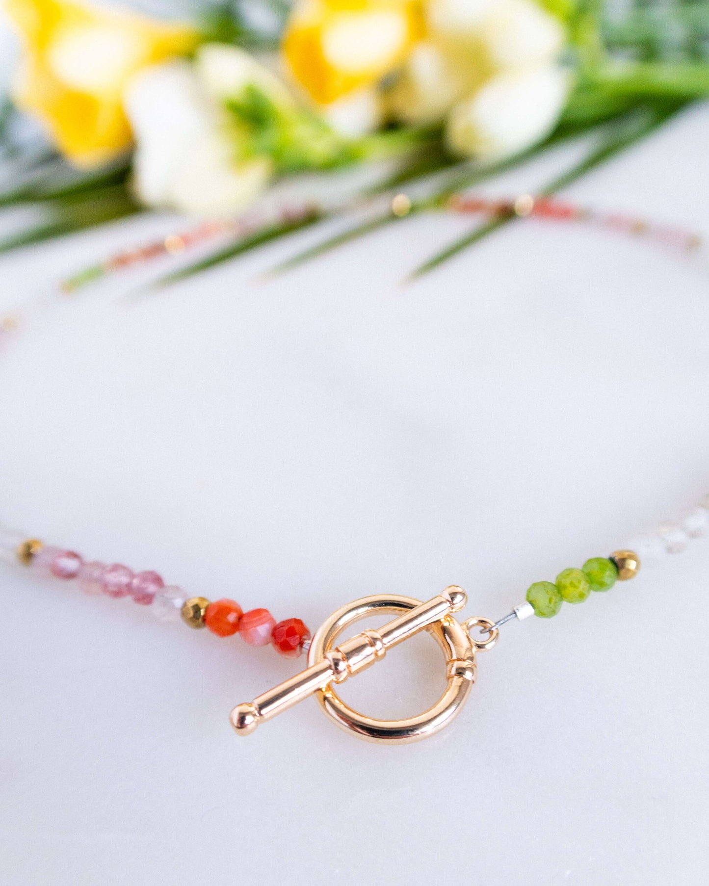 Colier cuarț granat agat DAISY