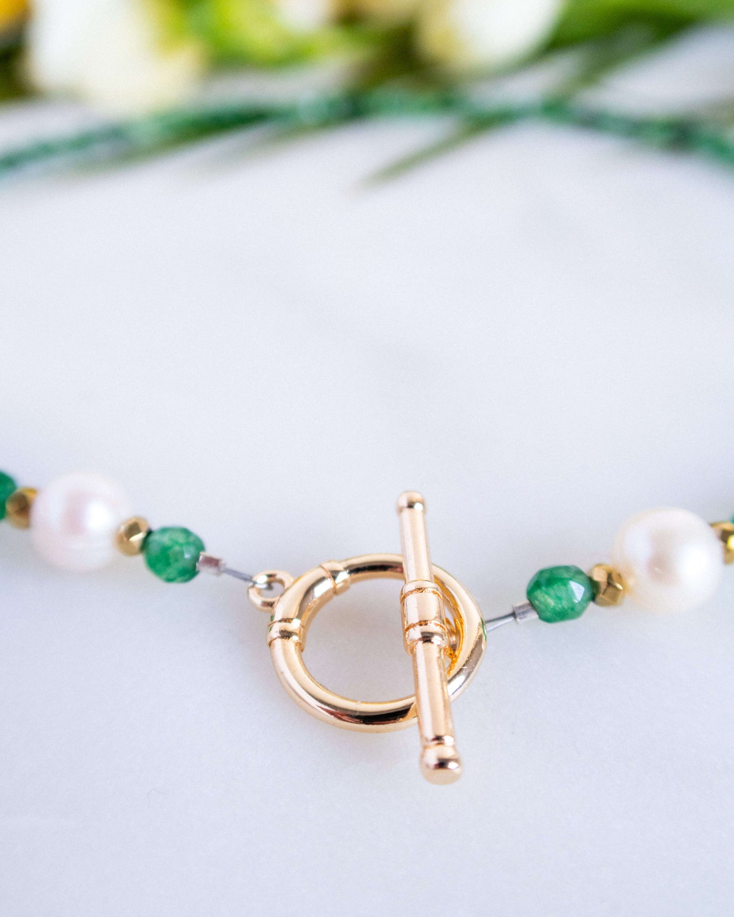 Colier agat verde perle THAIS