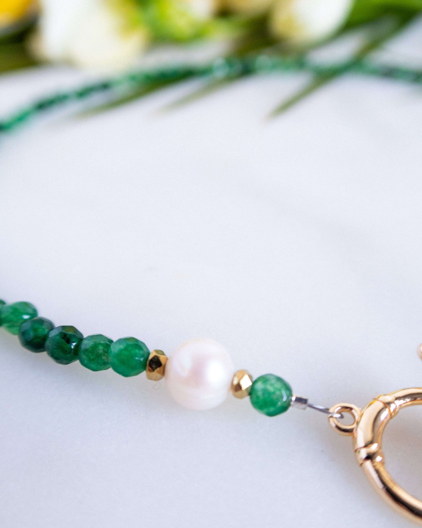 Colier agat verde perle THAIS