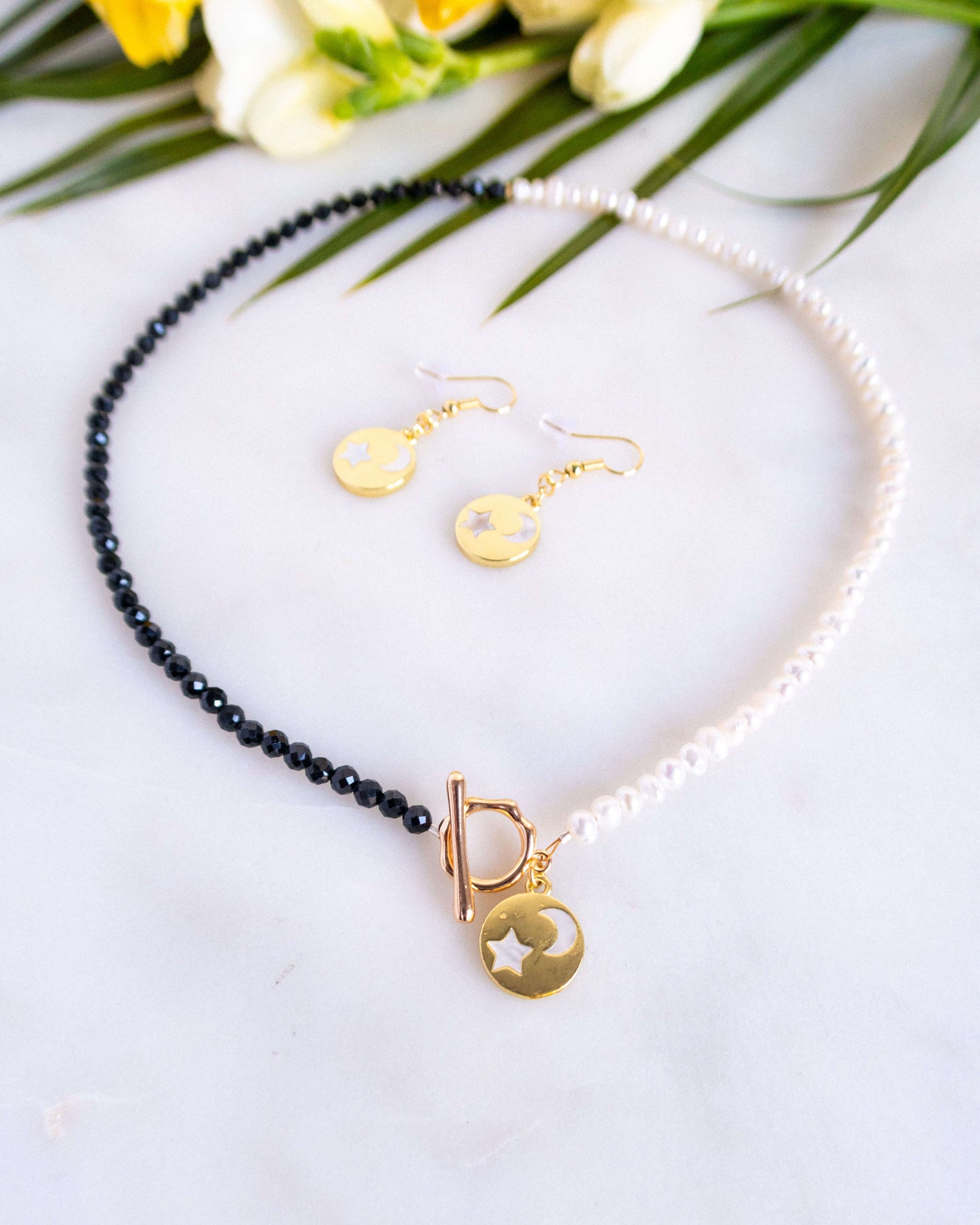 Colier perle naturale turmalină neagră LISE