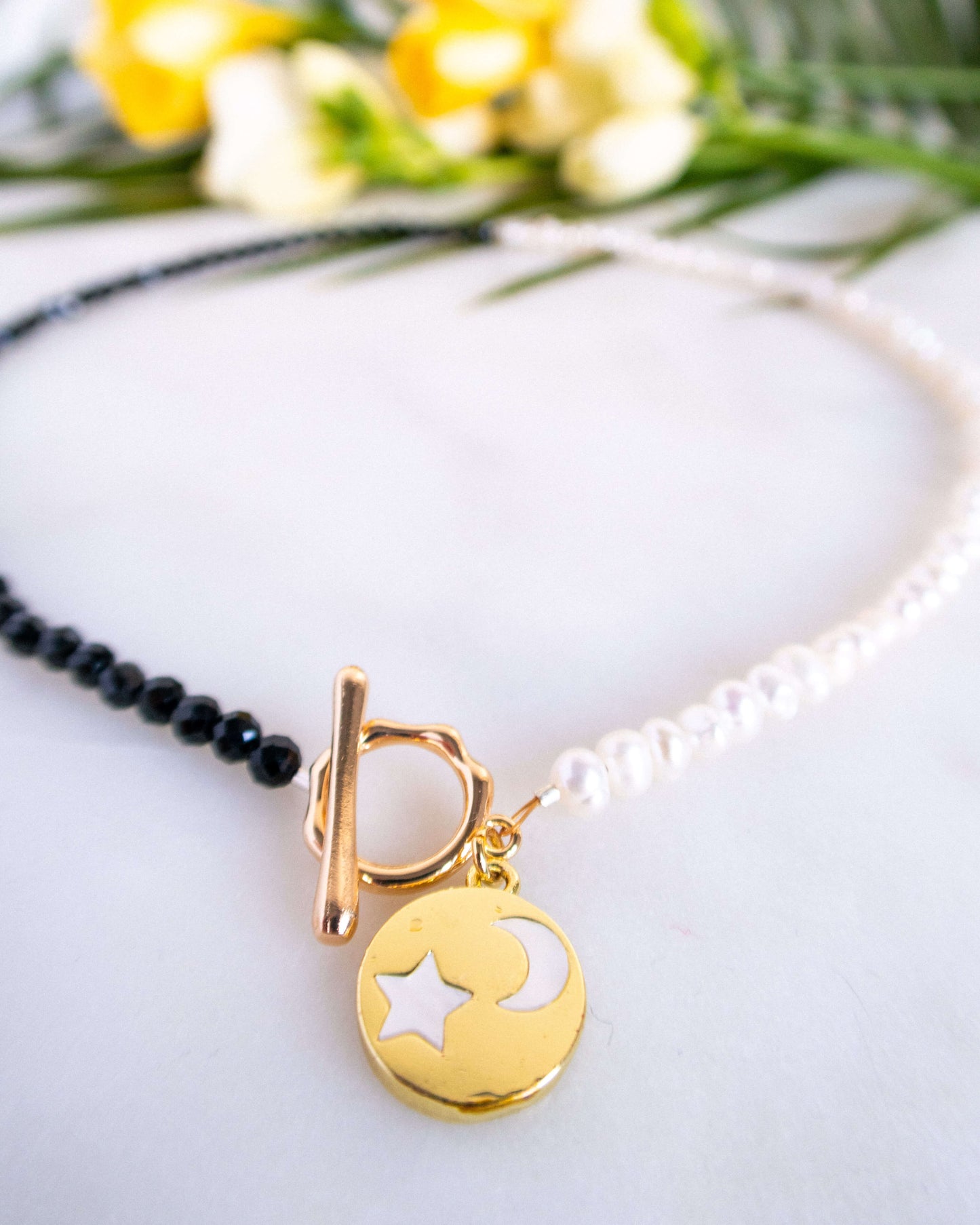 Colier perle naturale turmalină neagră LISE