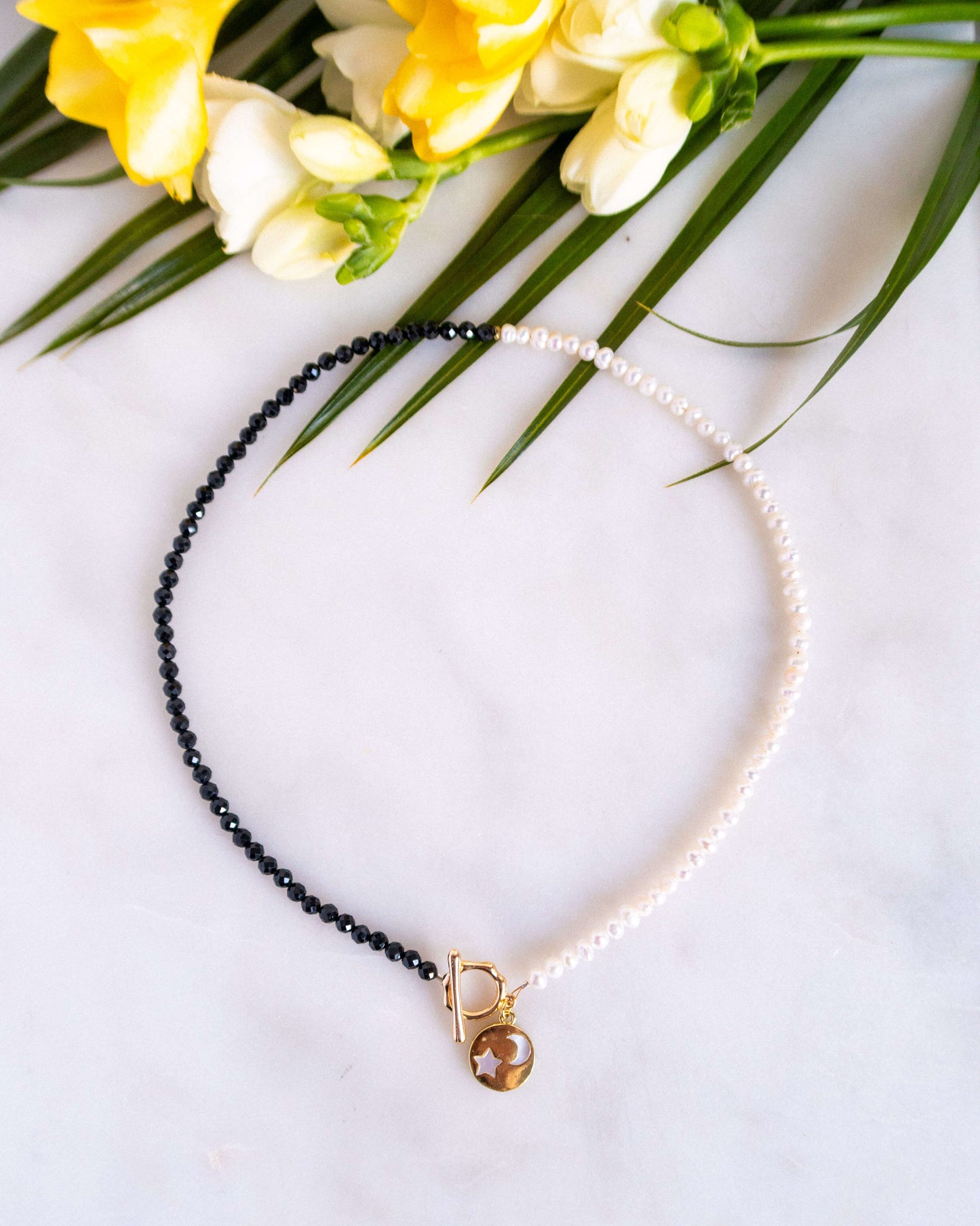 Colier perle naturale turmalină neagră LISE