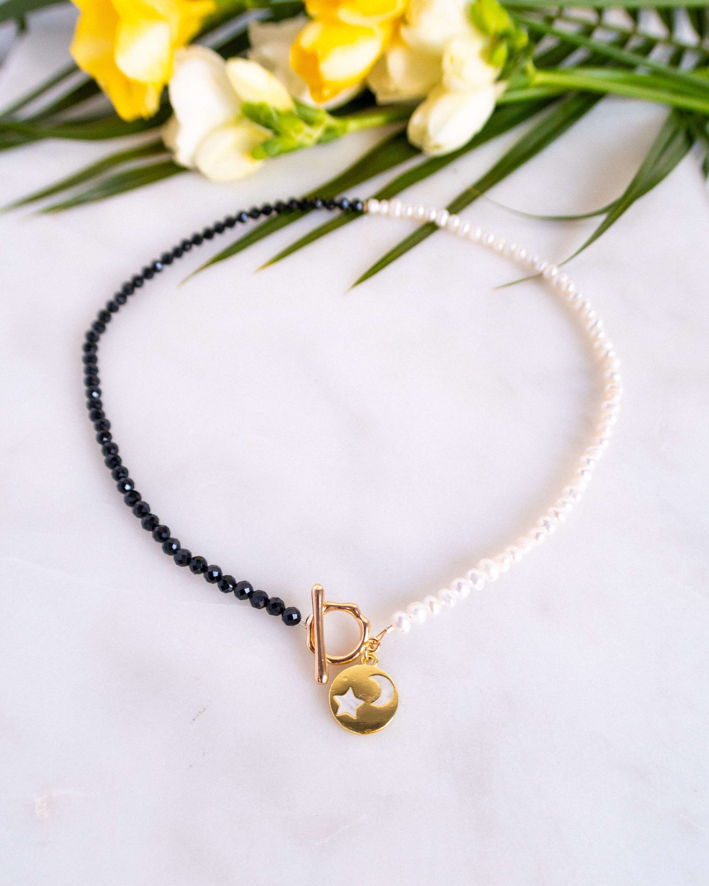 Colier perle naturale turmalină neagră LISE