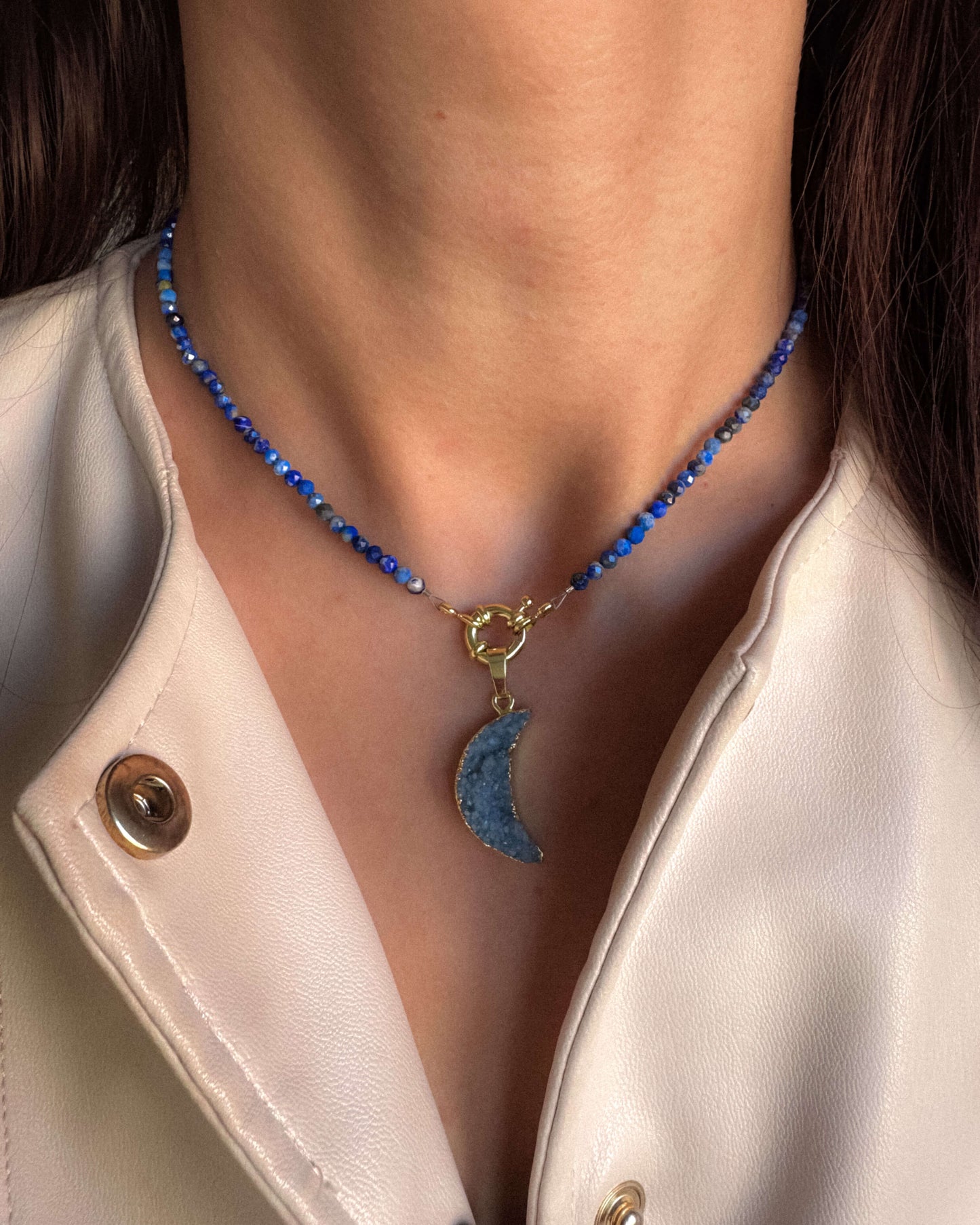 colier albastru din lapis lazuli love and stars jewels