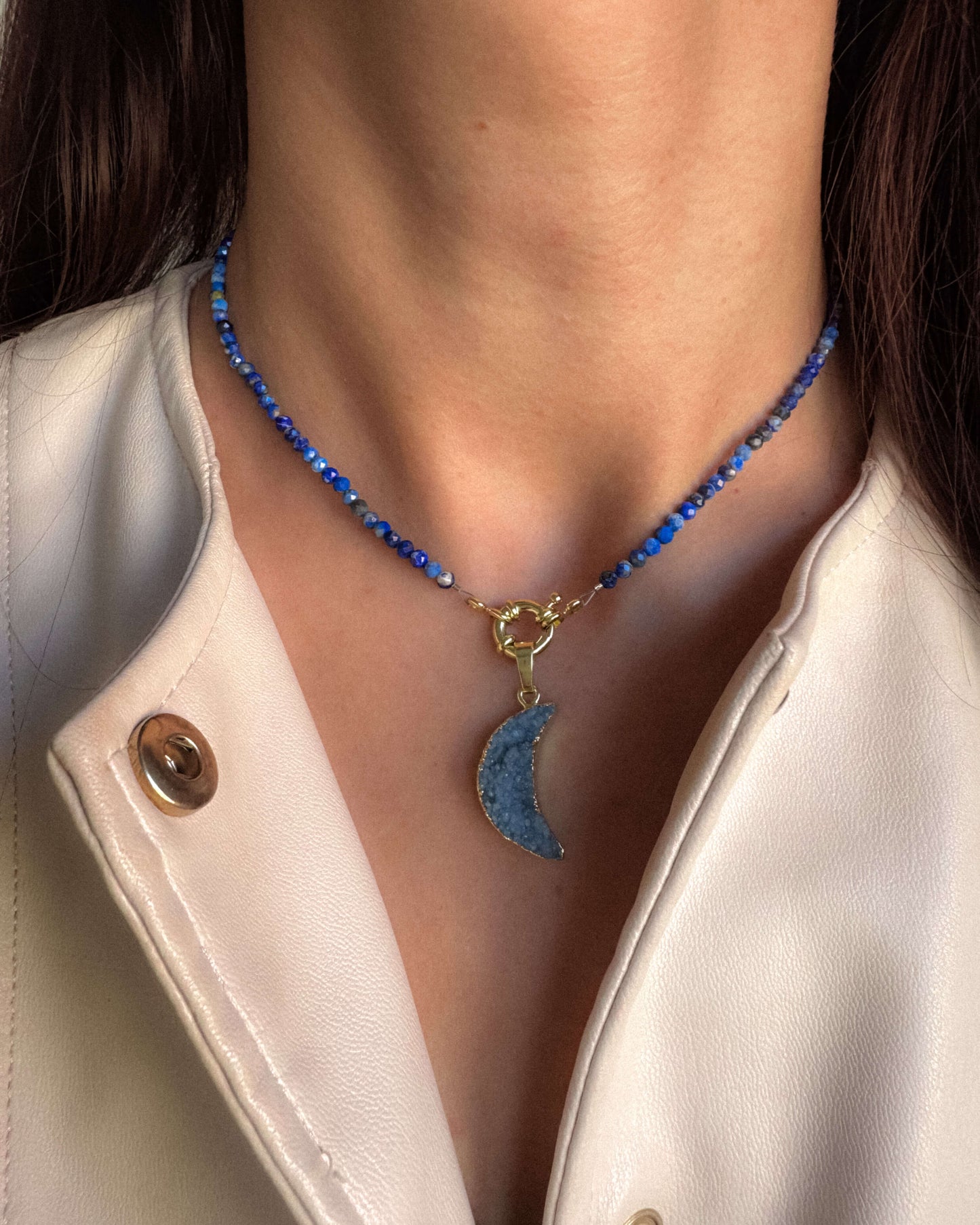 colier albastru din lapis lazuli love and stars jewels