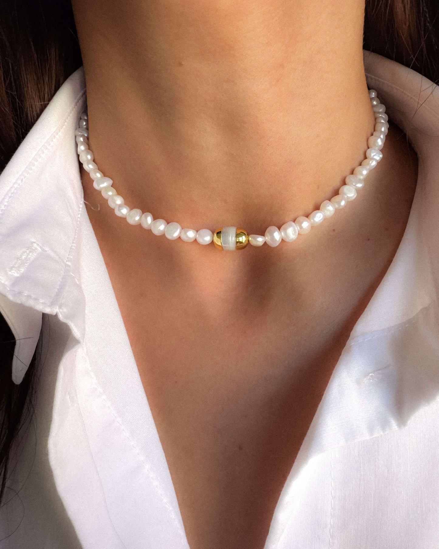 Colier la baza gâtului perle naturale Love and Stars Jewels