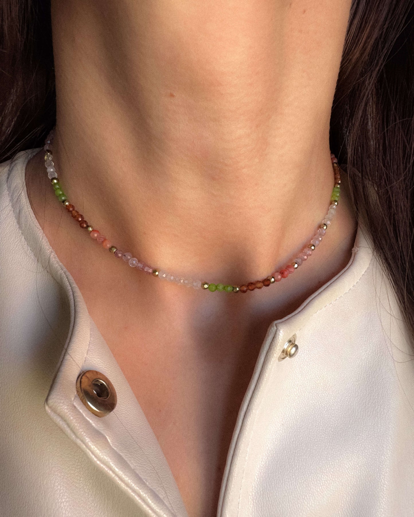 Colier cuarț granat agat DAISY