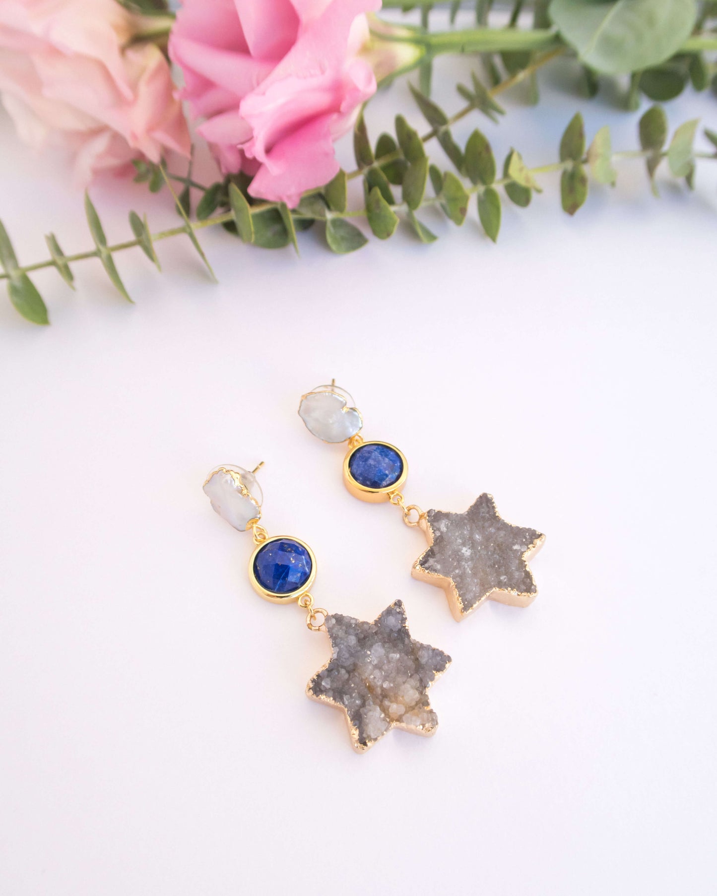 Cercei lapis lazuli vara bijuterii Love and Stars Jewels