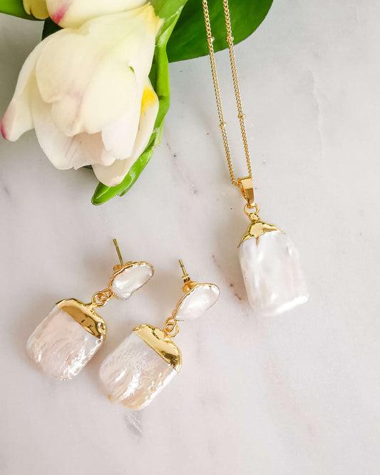 set de bijuterii perle naturale cadou de martisor love and stars jewels