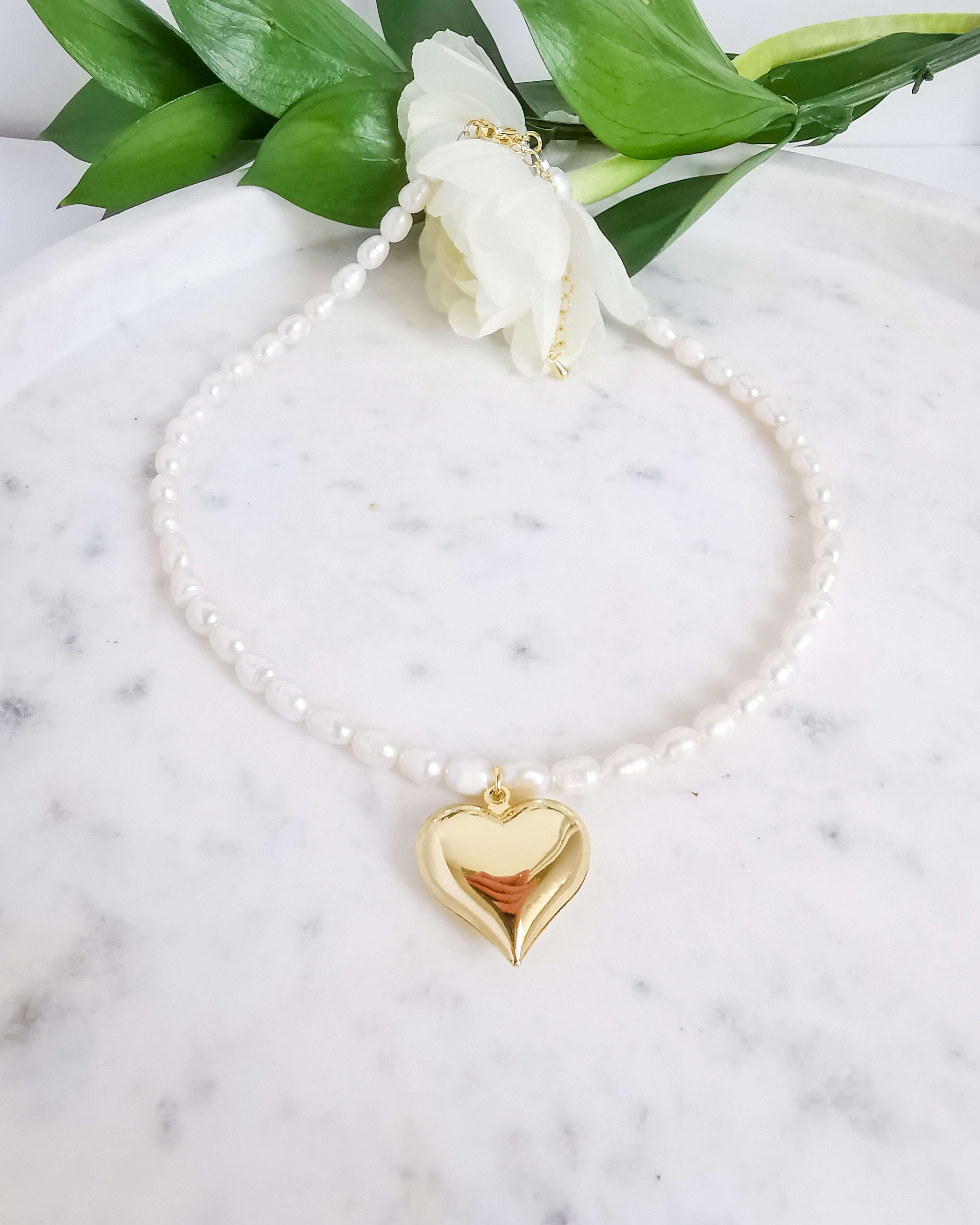 AMATA heart pendant natural pearl necklace